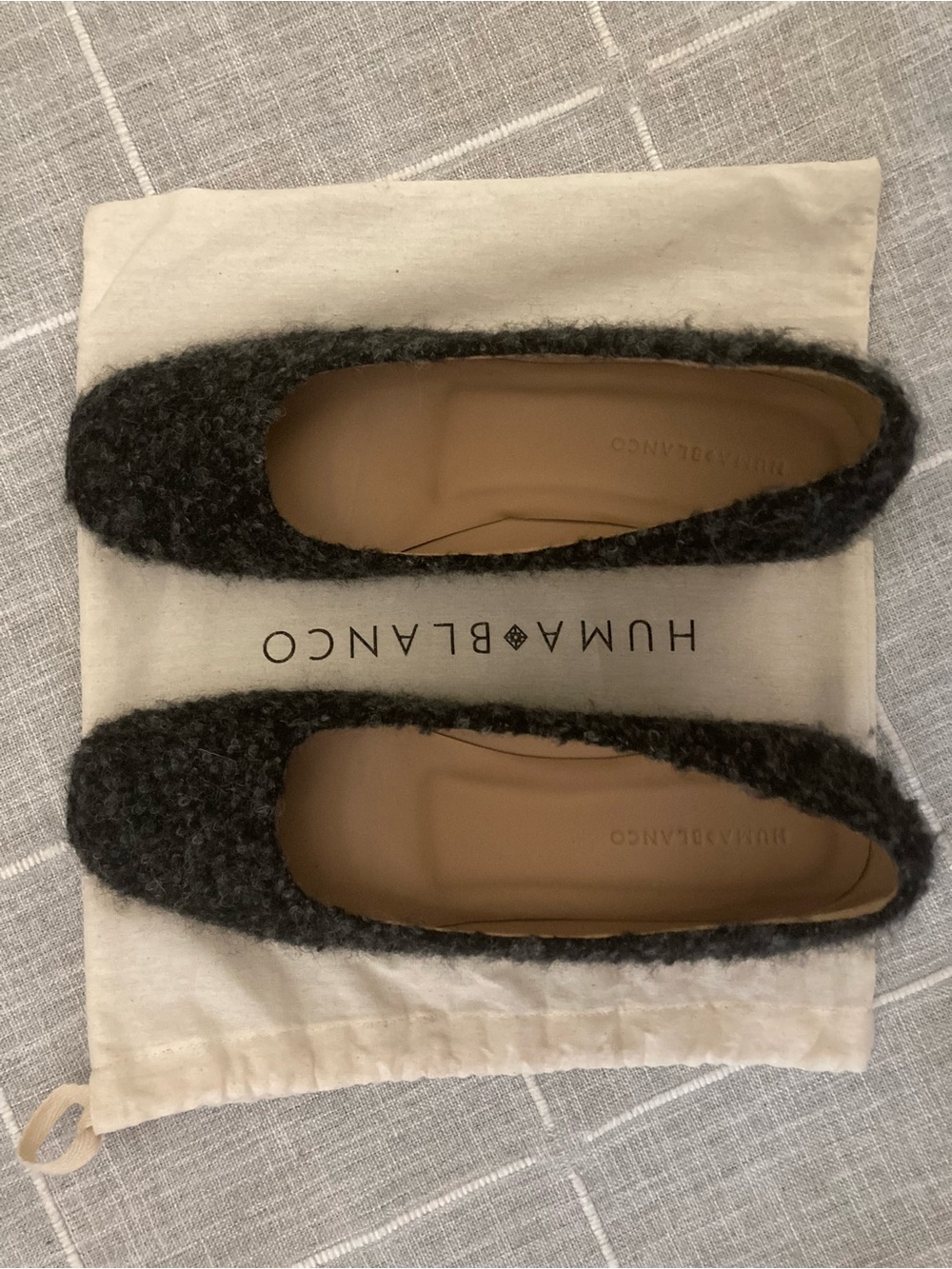 Huma Blanco Charcoal Wool Ballet Heels